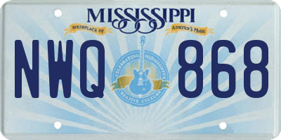 MS license plate NWQ868