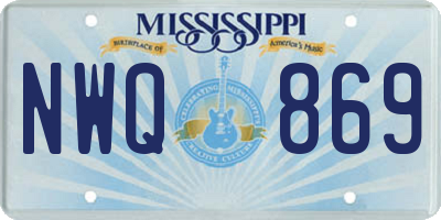 MS license plate NWQ869