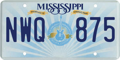 MS license plate NWQ875