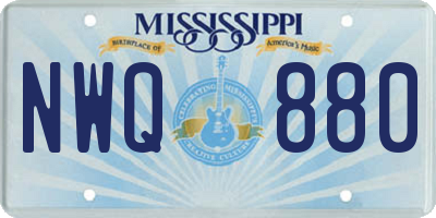 MS license plate NWQ880