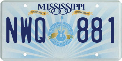 MS license plate NWQ881