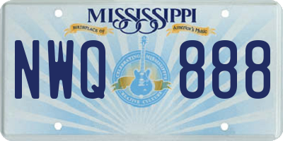 MS license plate NWQ888