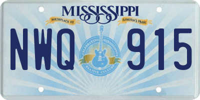 MS license plate NWQ915