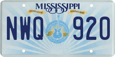 MS license plate NWQ920