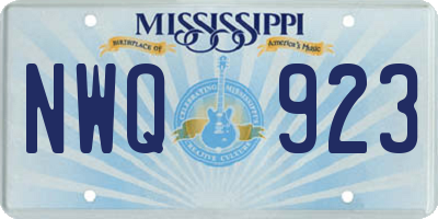 MS license plate NWQ923