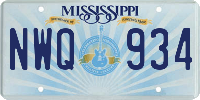 MS license plate NWQ934