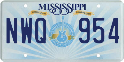 MS license plate NWQ954