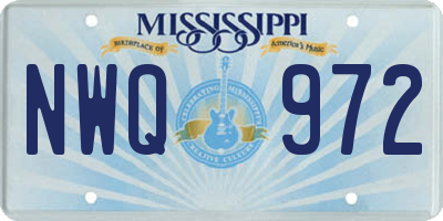 MS license plate NWQ972