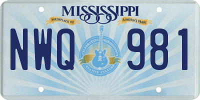 MS license plate NWQ981