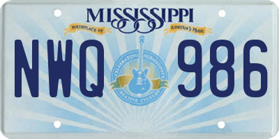 MS license plate NWQ986