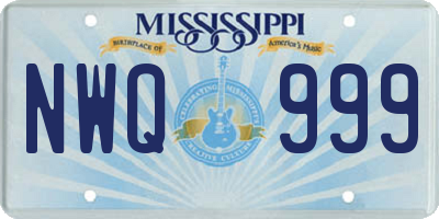 MS license plate NWQ999