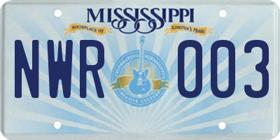 MS license plate NWR003