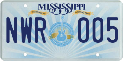 MS license plate NWR005