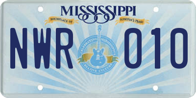 MS license plate NWR010