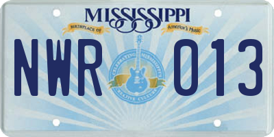 MS license plate NWR013