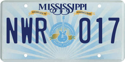 MS license plate NWR017