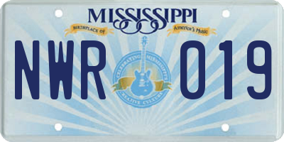 MS license plate NWR019