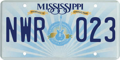 MS license plate NWR023