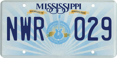 MS license plate NWR029