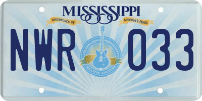 MS license plate NWR033