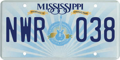MS license plate NWR038