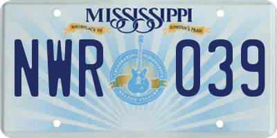 MS license plate NWR039