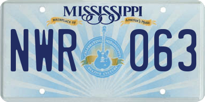 MS license plate NWR063