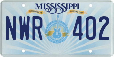 MS license plate NWR402