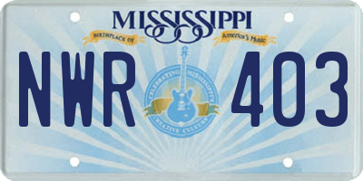 MS license plate NWR403
