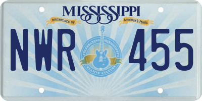 MS license plate NWR455