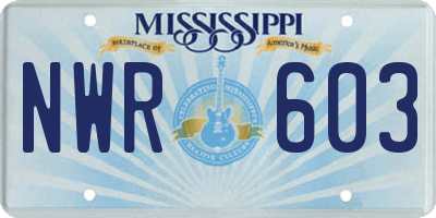 MS license plate NWR603