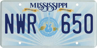 MS license plate NWR650