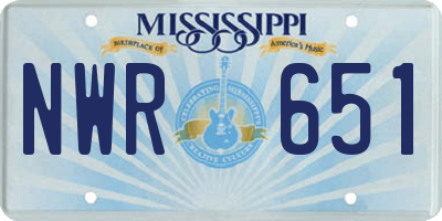 MS license plate NWR651