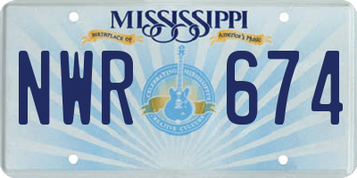 MS license plate NWR674