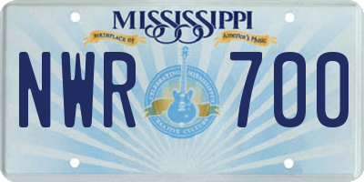 MS license plate NWR700