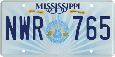 MS license plate NWR765