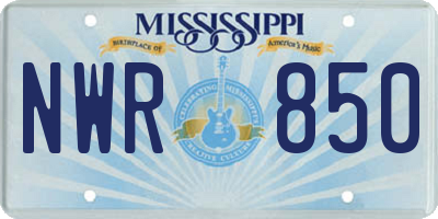 MS license plate NWR850