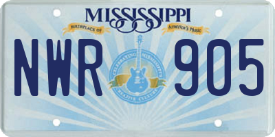 MS license plate NWR905