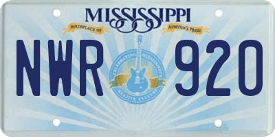 MS license plate NWR920