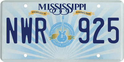 MS license plate NWR925