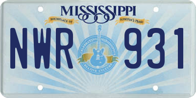 MS license plate NWR931