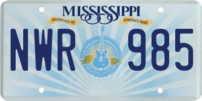 MS license plate NWR985