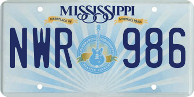 MS license plate NWR986