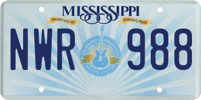 MS license plate NWR988