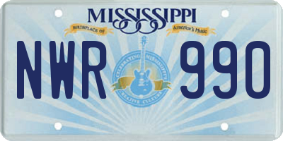 MS license plate NWR990