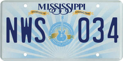 MS license plate NWS034