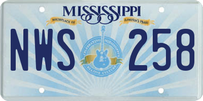 MS license plate NWS258