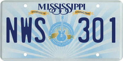 MS license plate NWS301