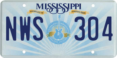 MS license plate NWS304