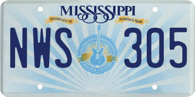 MS license plate NWS305